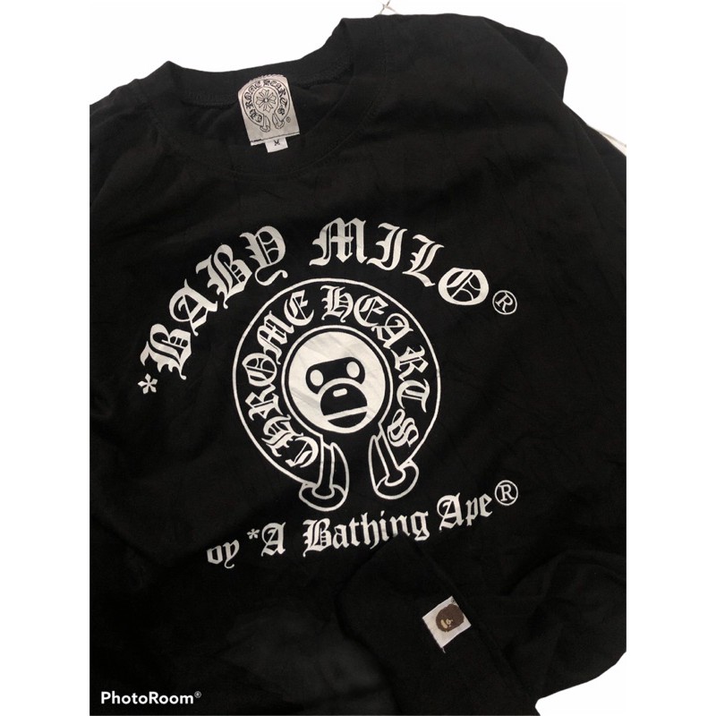 kaos lengan panjang chrome hearts x a bathing ape