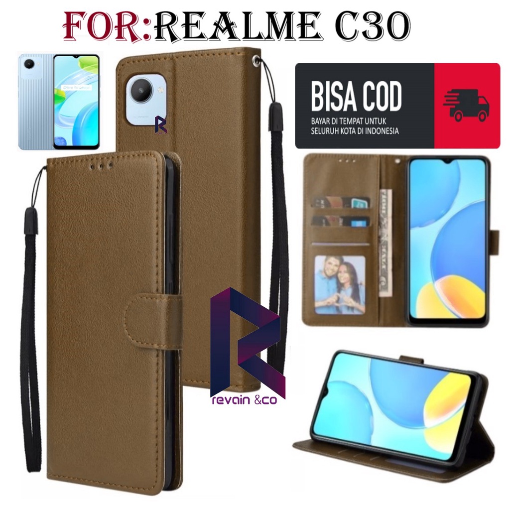 FLIP COVER REALME C30 CASING DOMPET FLIP WALLET LEATHER KULIT PREMIUM SARUNG BUKA TUTUP FLIP CASE REALME C30