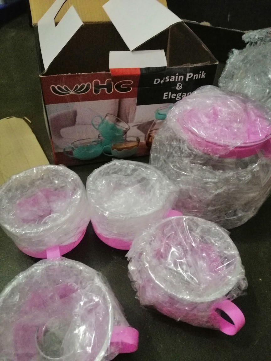 Teapot Kaca 5 In 1 Plus Gelas Teko