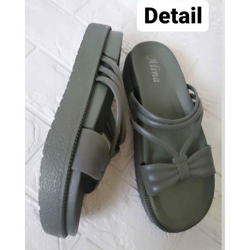 SANDAL WANITA  SANDAL JEPIT WANITA  SANDAL SELOP WANITA  Sandal Alina Hijau size 38