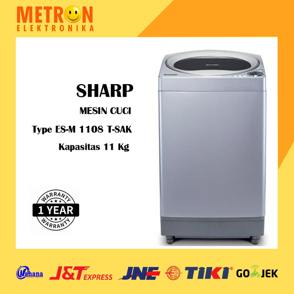 SHARP ES M 1108 T SAK / MESIN CUCI TOP LOADING 11 KG / ESM1108TSAK