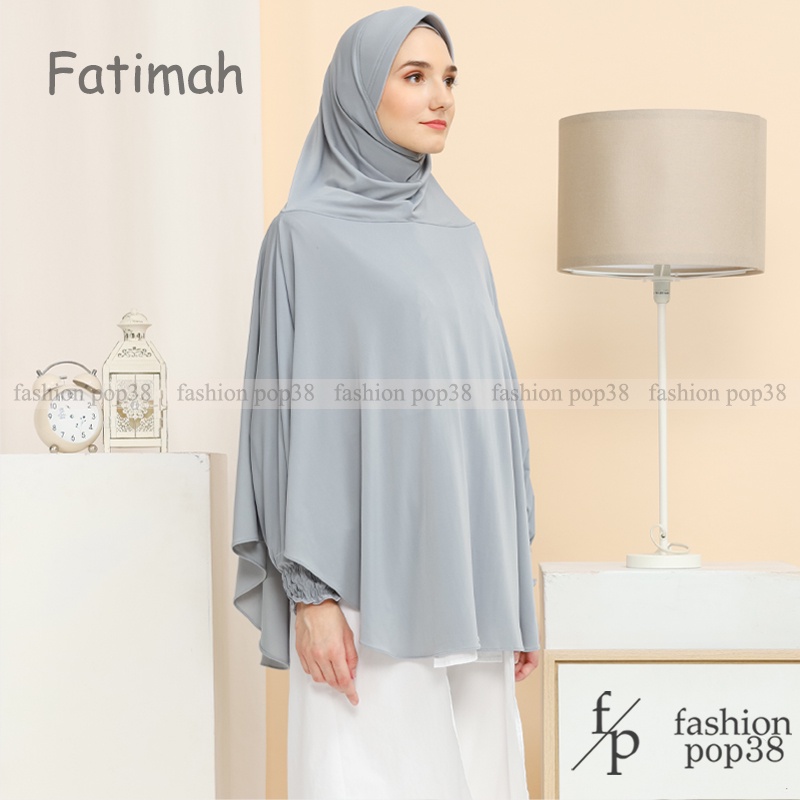 ORIGINAL khimar Fatimah Bergo lengan jilbab kombinasi tangan Bahan GOOD JERSEY-2