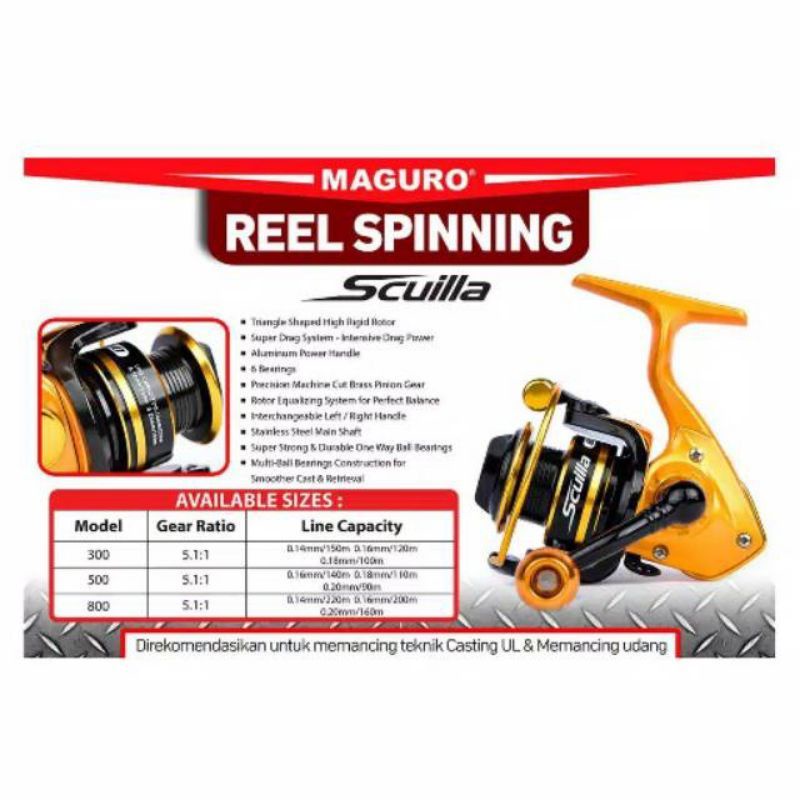 REEL SPINNING MAGURO SCUILLA 300 500 800 MINI ULTRALIGHT