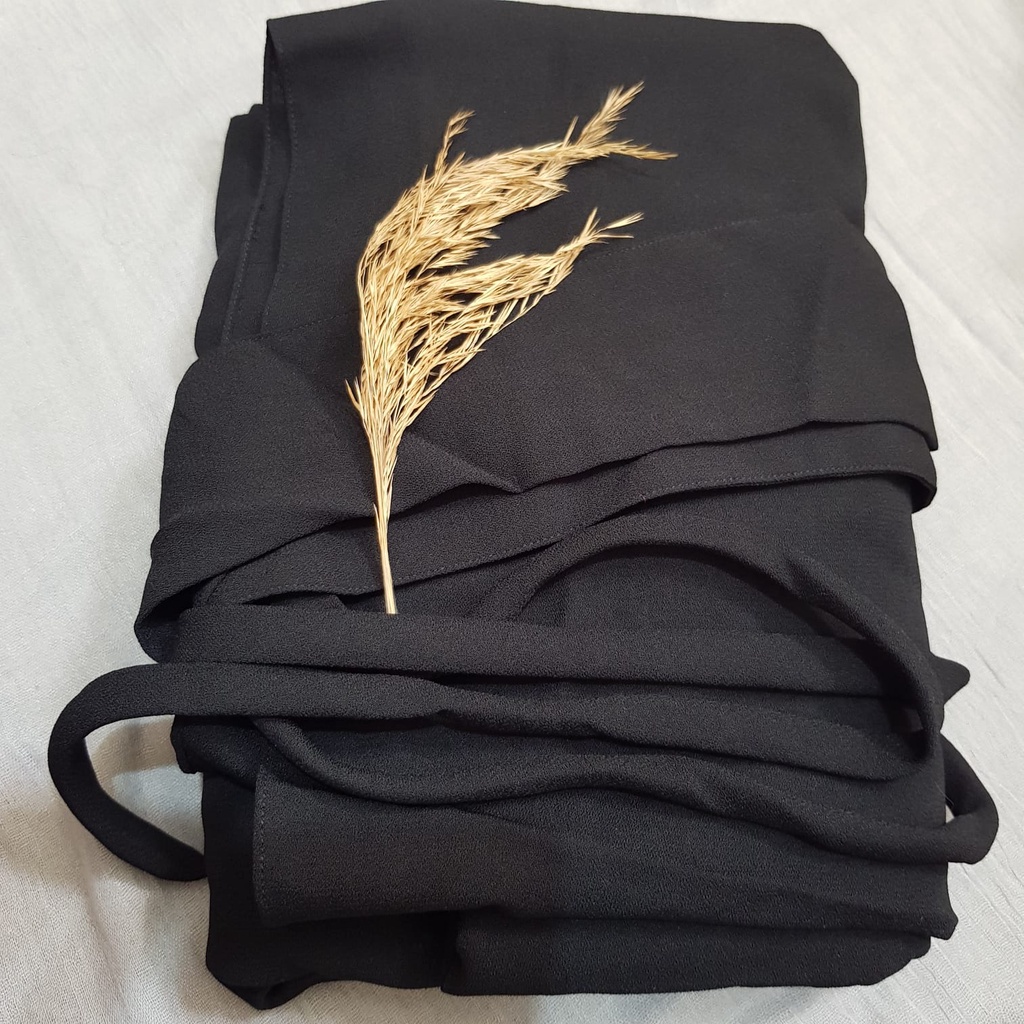 FRENCH KHIMAR KHADIJAH  ONE SIZE XXL WOLLYCREPE KUALITAS PREMIUM-Hitam