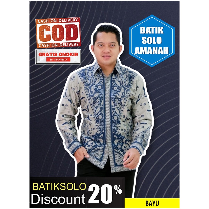 PROMO BAYU BATIK INDONESIA KEMEJA BATIK PRIA SOLO LENGAN PANJANG LAPIS FURING ATASAN PREMIUM MODERN 
