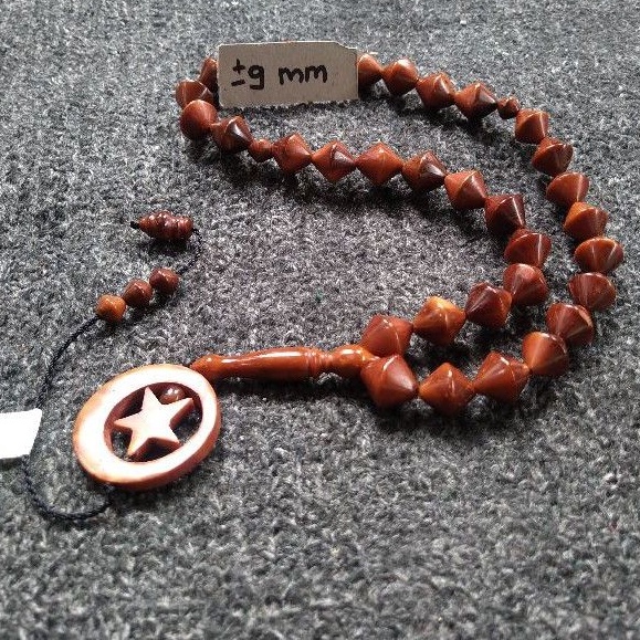 tasbih kokka wajik ± 9 mm ( 9mm )  33 butir bulan bintang