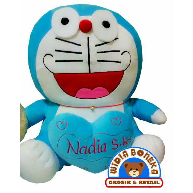 (Ukir Nama / Foto) Bordir Boneka Doraemon Jumbo 65 cm