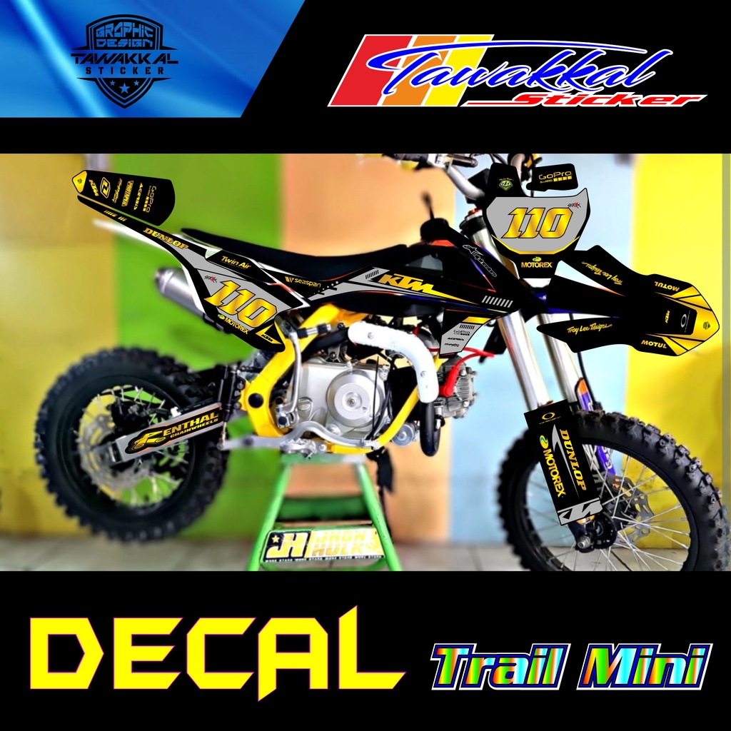 Sticker Decal Motor Trail Mini SK PRO 110cc Full Body Motif Gold Terbaru dan Keren