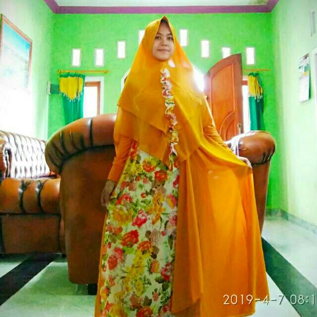 Gamis syari set Ceruty printing cantik