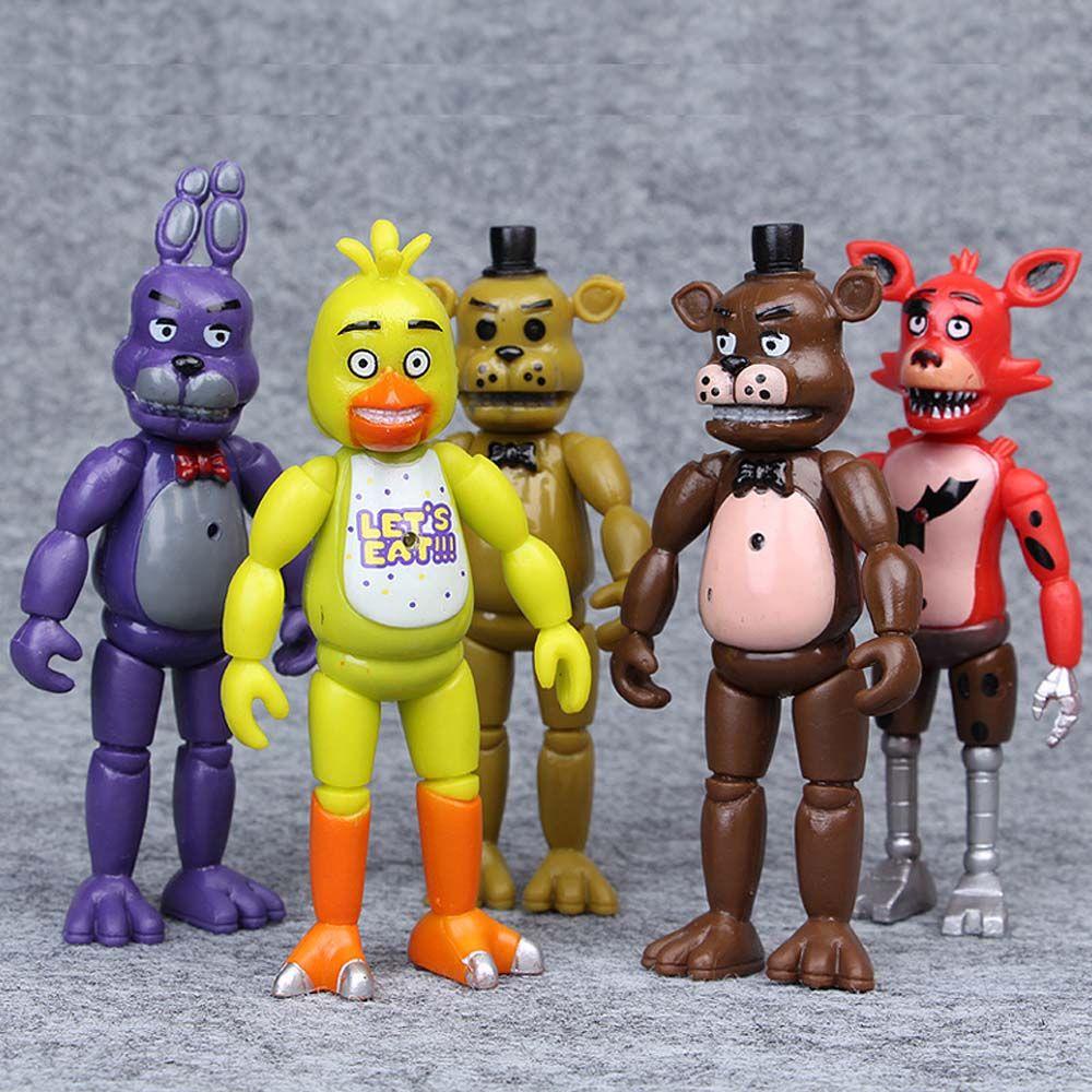 Lanfy Lima Malam Bersama Bergerak Freddy's 5pcs/set Dekorasi Mobil Figure Mainan Chica Kelinci Freddy Bear Model Koleksi