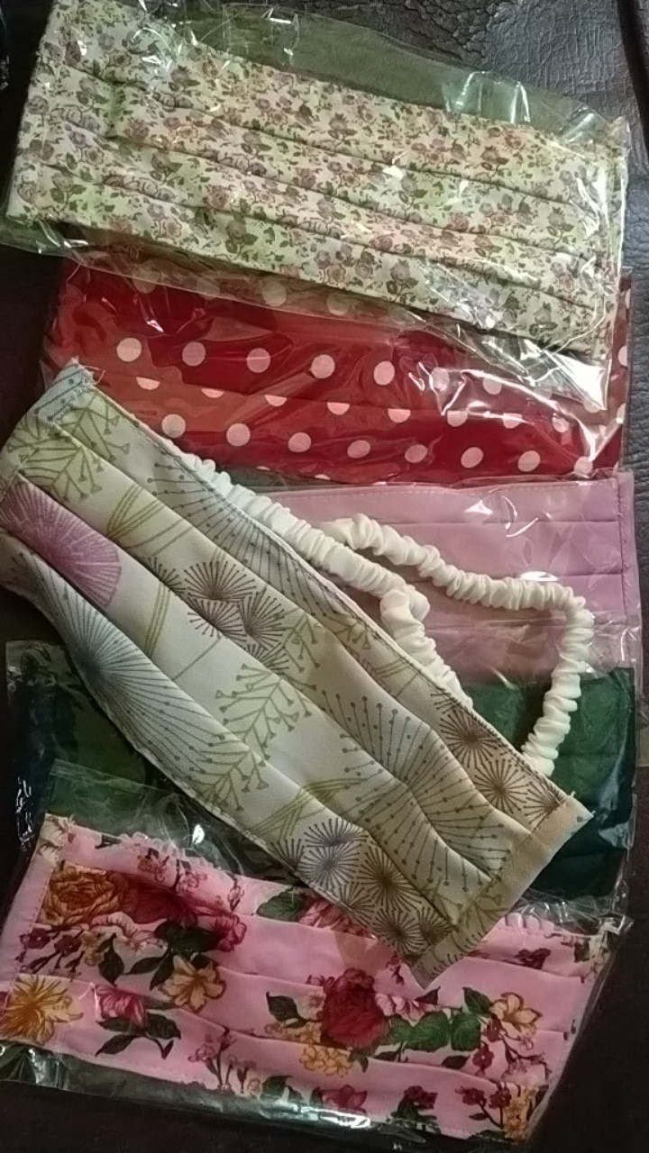 Masker Hijab Tali Serut Motif Bunga Kecil