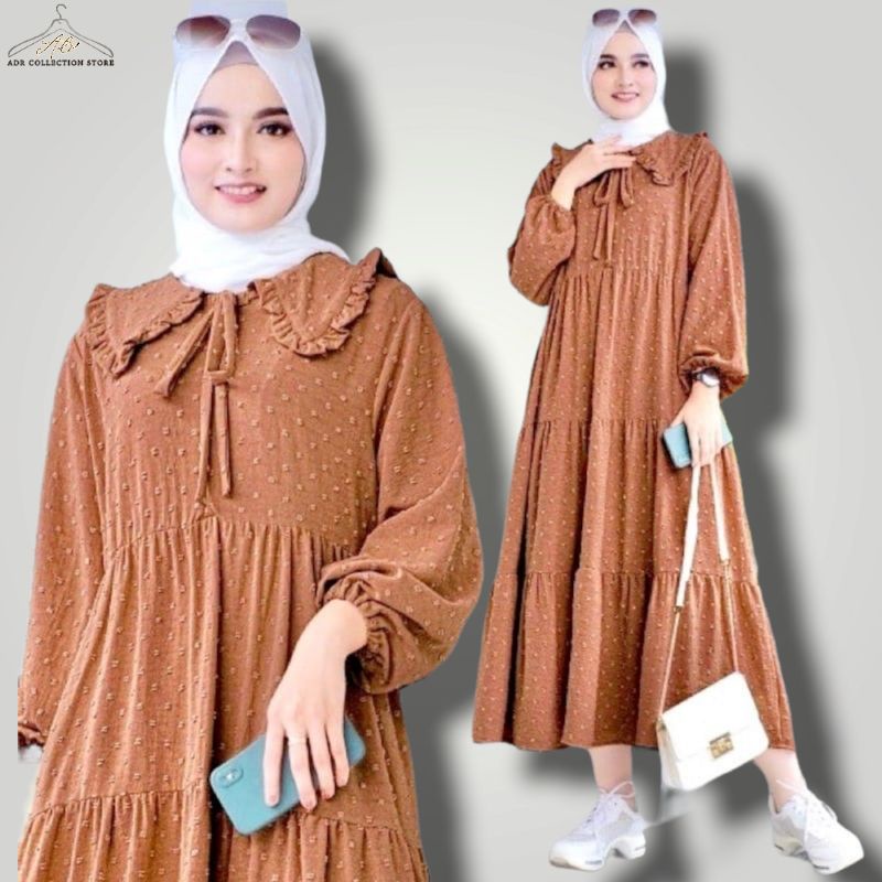 Midi Dress ZULFA - Baju Gamis Wanita Midi Dress Muslim Uragiry Dotty - Dress Wanita - Dress Kondangan - Dress Pesta