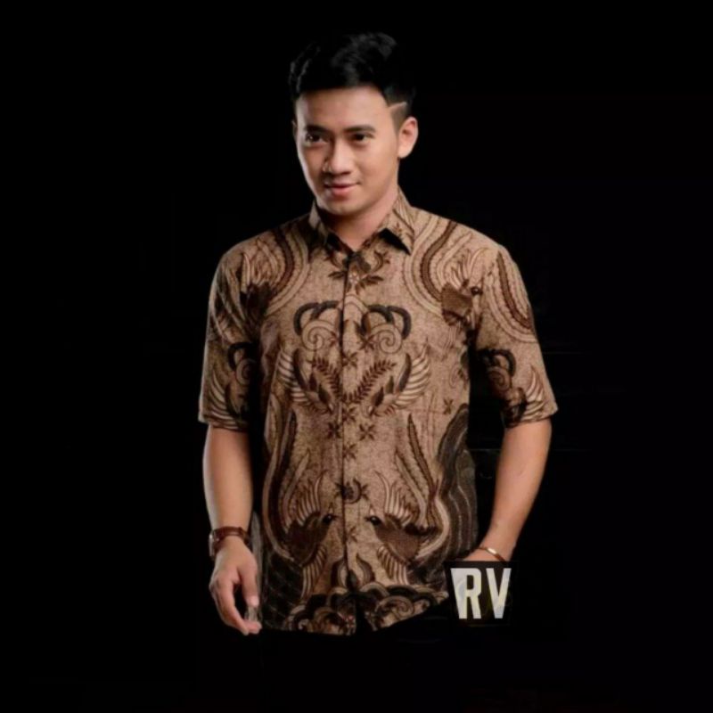 Batik Pria Lengan Pendek BSWART Batik HRB026 Kenongo Size M L XL XXL