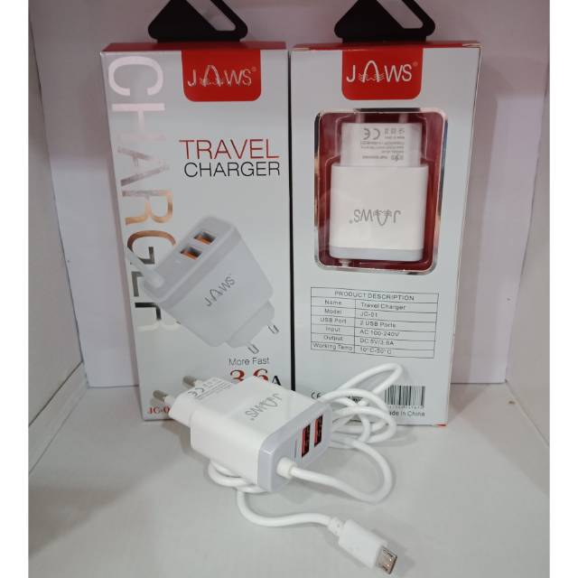 Travel Charger JAWS 2USB JC-01 USB Android Micro Casan JAWS TC JAWS 2USB 3.6A USB Micro