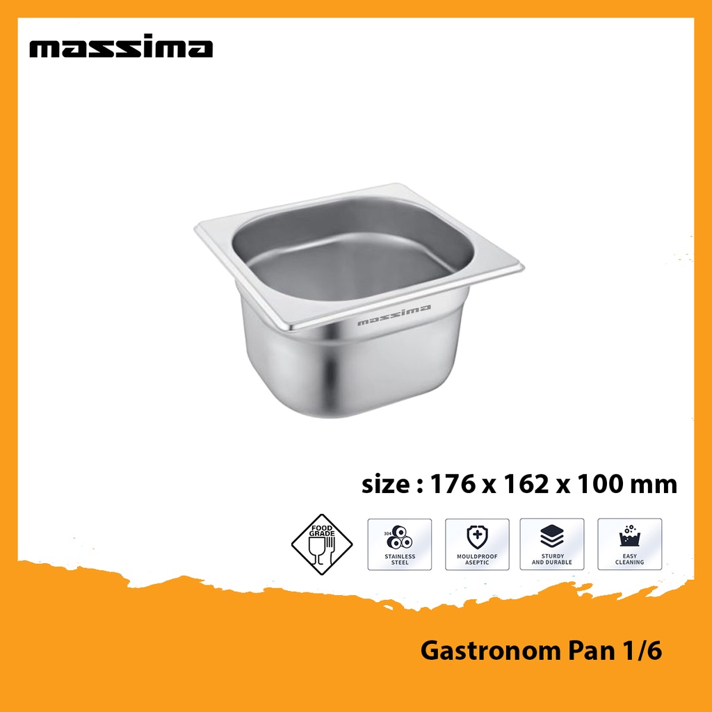 Jual Stainless Steel Gastronom Food Pan GN Pan 1/6 tinggi 10 cm 100 mm ...