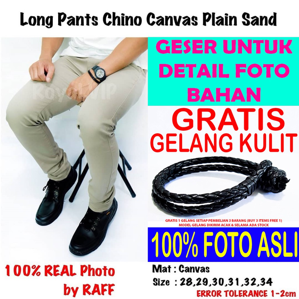 Celana Panjang Kain Chino Canvas Krem ROYALVIP PRIA COWOK BAGUS MURAH PREMIUM IMPORT PROMO GRATIS