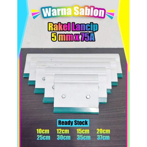 Rakel sablon minyak Lancip dan papak 5mm x 75A 10cm 12cm 15cm 20cm + gagang allumunium