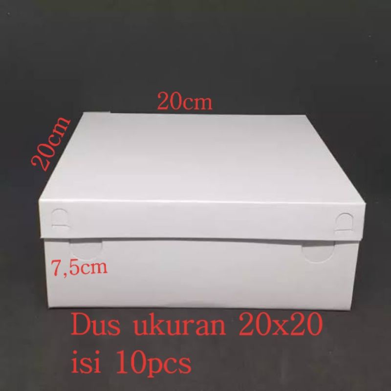 

Dus kue ukuran 20×20×7,5cm isi 10pcs | dus besek | kardus bolu |dus nasi | kardus serbaguna