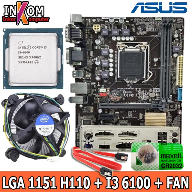 Motherboard Mainboard Mobo H110 LGA1151 DDR4 + Processor core i3 6100