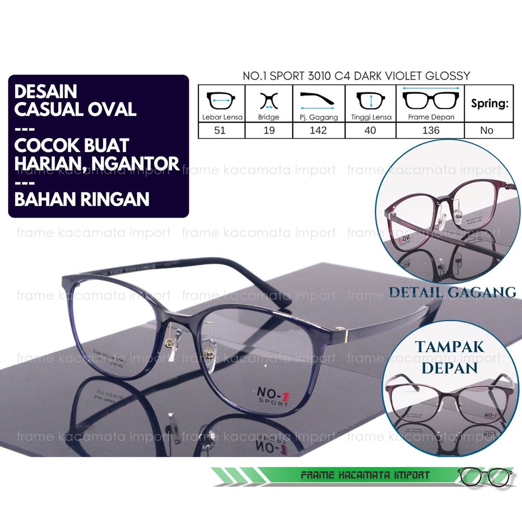 Kacamata Frame Bulat Plastik Ringan