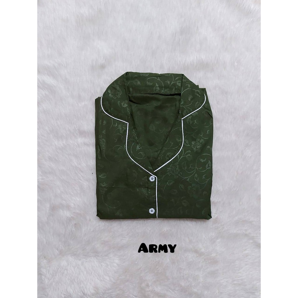 PEPOY SHOP Setelan Piyama Baju Tidur CP Celana Panjang Embos LD 104 Cm All Size-ARMY