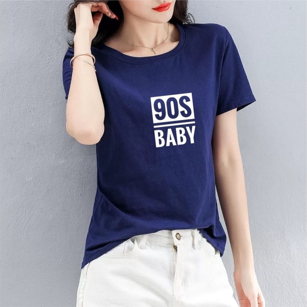 Kaos Wanita 90S BABY / Tshirt Combed 30s Wanita / Tumblr Tee / Atasan Baju Lengan Pendek