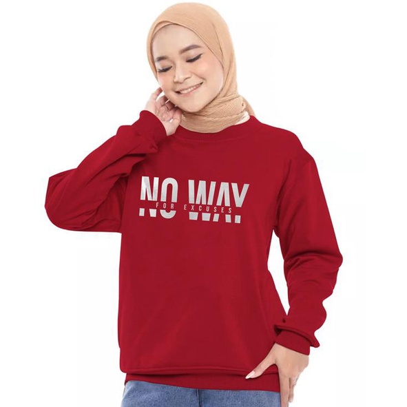 Kaos Lengan Panjang  NO WAY / Kaos Sweatshirt / Atasan Wanita / Atasan Wanita Lengan Panjang