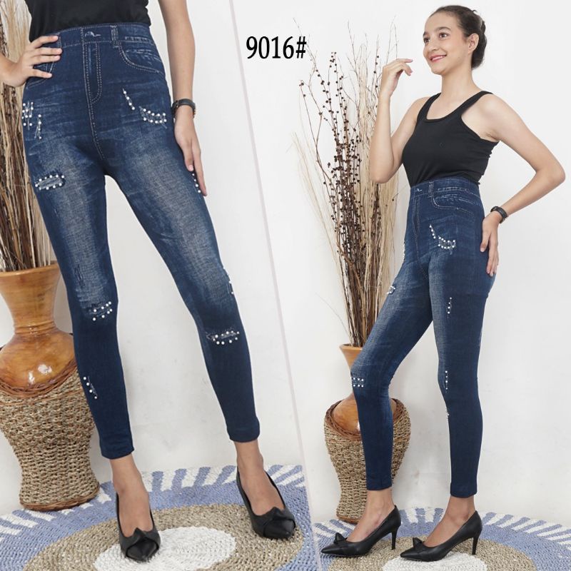 NEW LEGGING IMPORT MOTIF JEANS 9016#/LEGGING MURAH