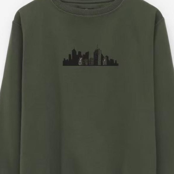 Crewneck Pria Hijau Army Metropolitan City Premium Oversize Terbaru Crunek Laki Laki Perempuan Street Style Model Kekinian Sweater Crewnek Unisex Brand Lokal Berkualitas