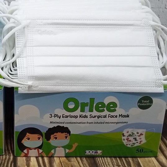 ORLEE 3PLY ANAK MASKER ANAK MOTIF WARNA WARNI ISI 50 ORIGINAL EMBOSS