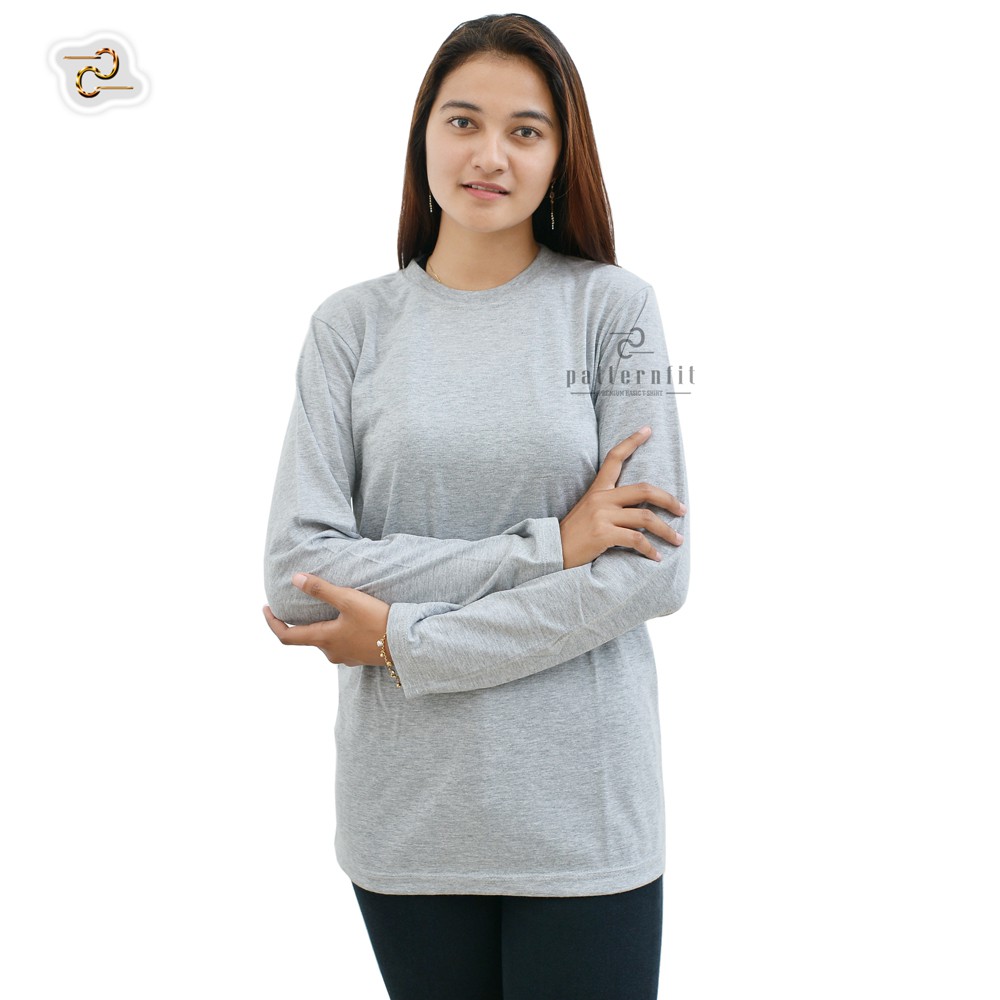 KAOS WANITA KAOS CEWEK LENGAN PANJANG ABU MISTY TWOTONE 30S