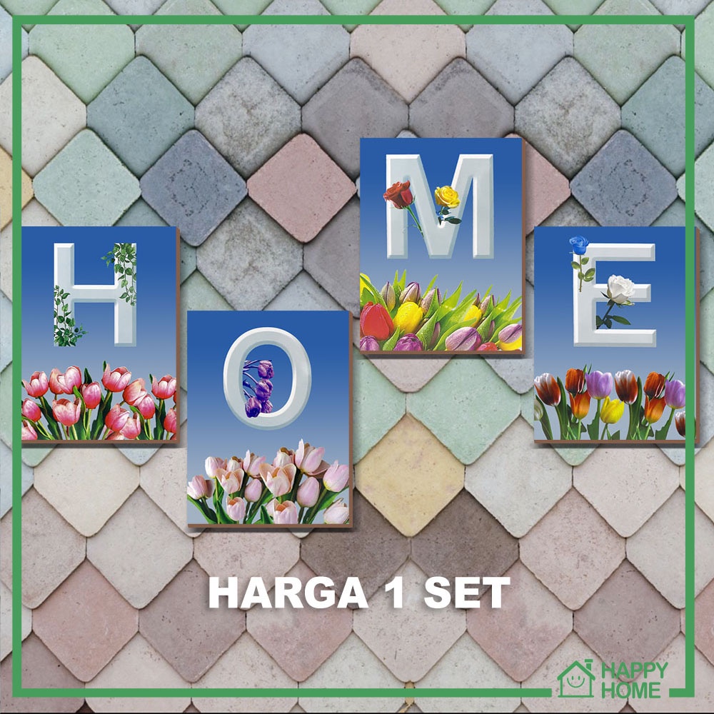 4 Pcs Set Hiasan Dinding HOME Dapur Walldecor Kitchen Dekorasi Rumah Cantik Ruang Tamu