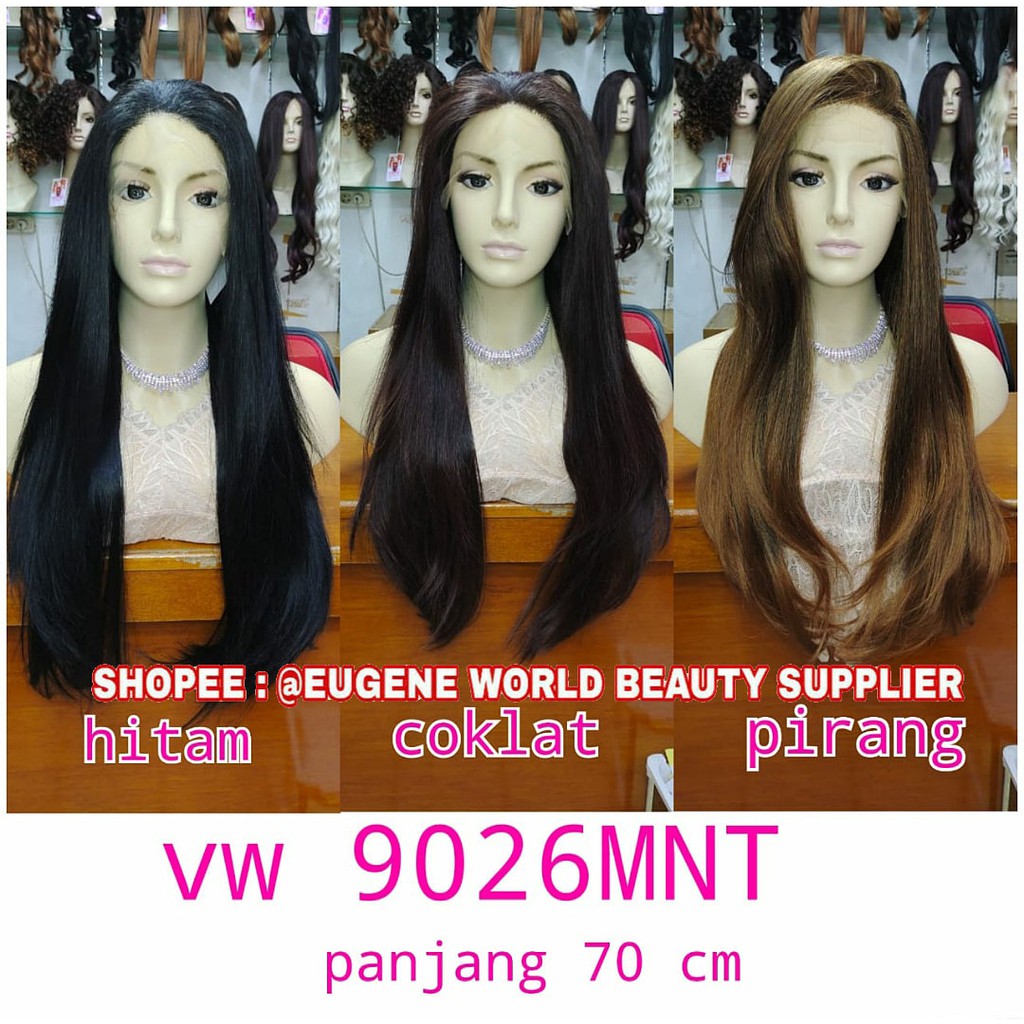 WIG HALF LACE FREE PARTING RAMBUT PALSU WIG WANITA WIG PANJANG LURUS WIG KOREA NATURAL 9026