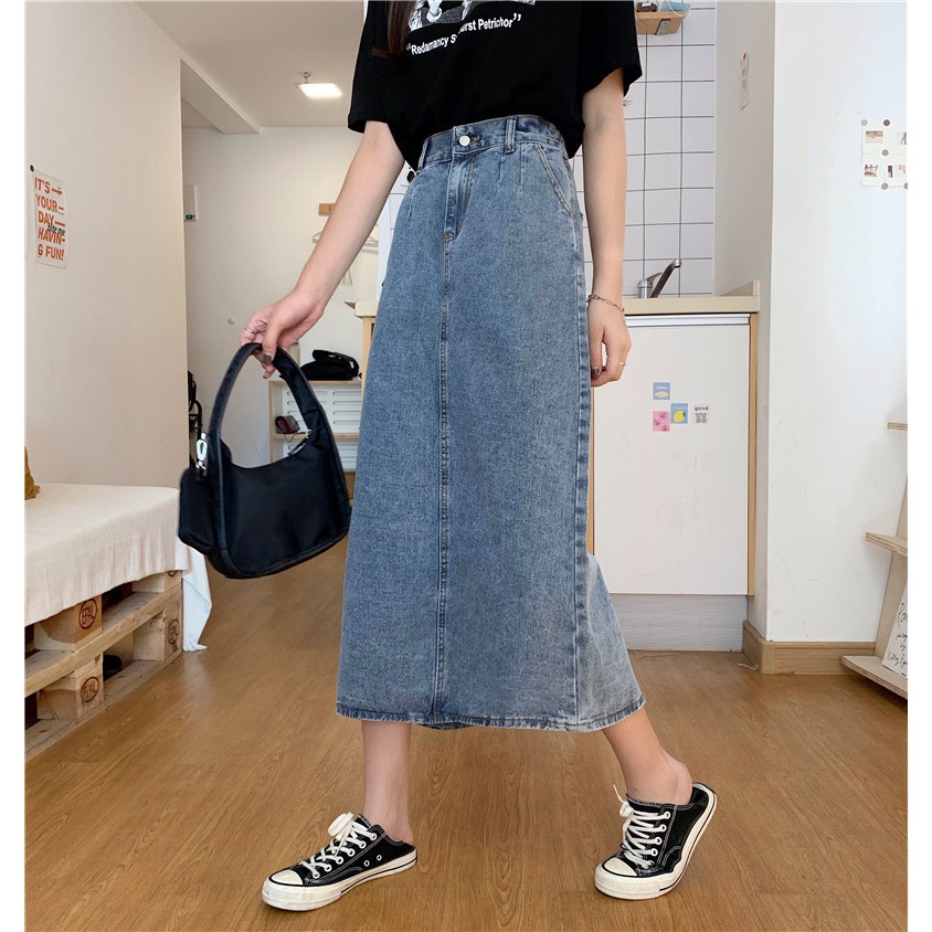 [chaoo.id ]Rok Panjang Jeans Wanita Terlaris bawahan wanita rok anak perempuan high waist