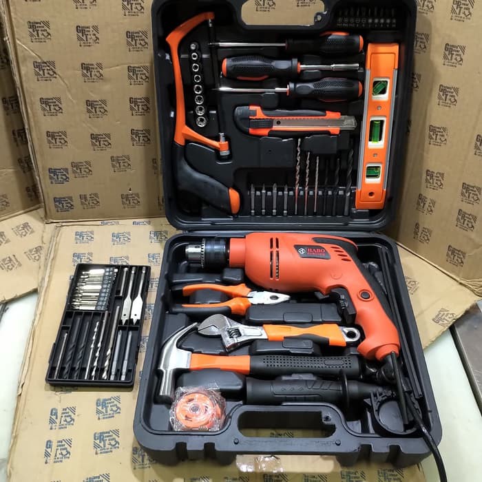 Paket Mesin Bor Tangan Tool Kit Tool Box Tool Set Mata Bor 21pc