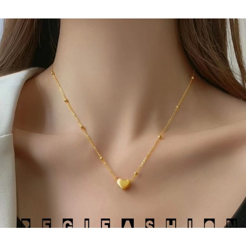 { COD } Kalung Titanium Wanita Korea Liontin Love Bentolan / Kalung Wanita Korea Model Terbaru Anti Karat Tidak Luntur