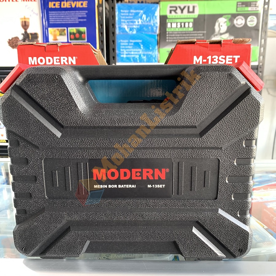 Bor Cordless Cas Baterai Modern M13 Set 10 mm Besi Kayu Obeng Bor Cas M 13