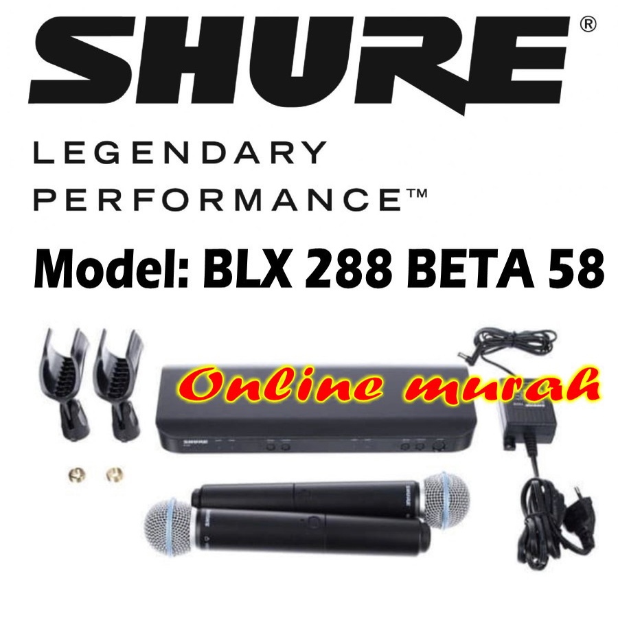 mic wireless shure blx 288 beta58 shure blx288 beta 58 2 mic original