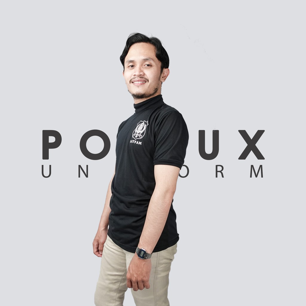 Kaos Dalam Dinas Security / Satpam Tangan Pendek Kerah Tinggi Warna Coklat Hitam Navy Model Slimfit