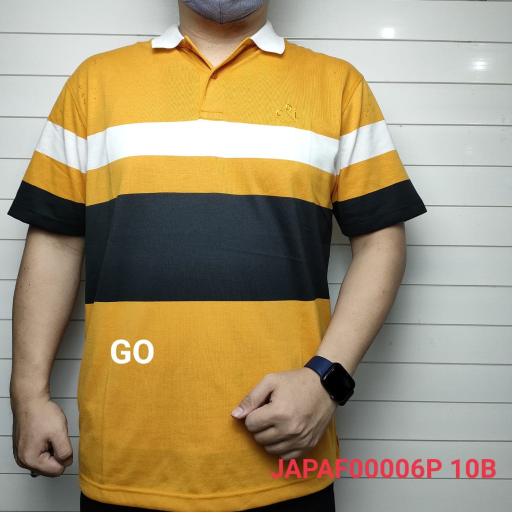 gof CDL By (CARDINAL) POLO T-SHIRT Pakaian Pria Atasan Kaos Polo Berkerah Garis Salur Lengan Pendek