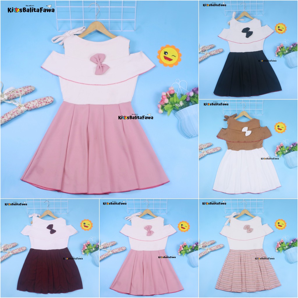 Dress Rachel uk 4-5 Tahun / Dres Model Baju Anak Perempuan Gaun Pesta Polos Motif Export Quality