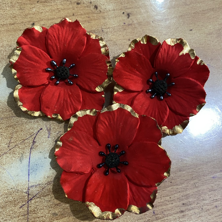 

Gumpaste flower bunga Merah red 3 pc ANM hiasan flower paste