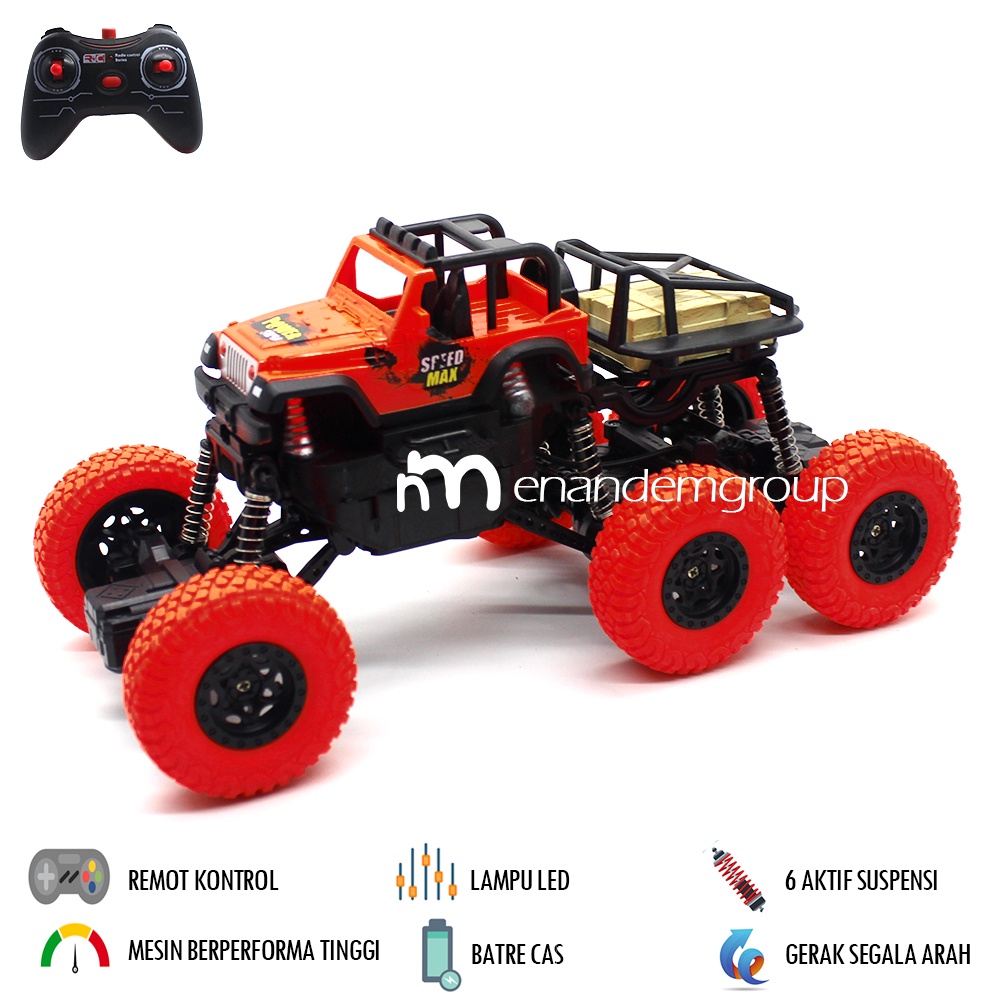 Mainan Mobil Remot Kontrol RC Offroad Climbing Crawler 6 Roda Suspensi