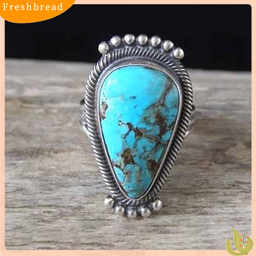 Terlaris Vintage Turquoise Inlaid Finger Ring Party Club Men Women Statement Jewelry Gift