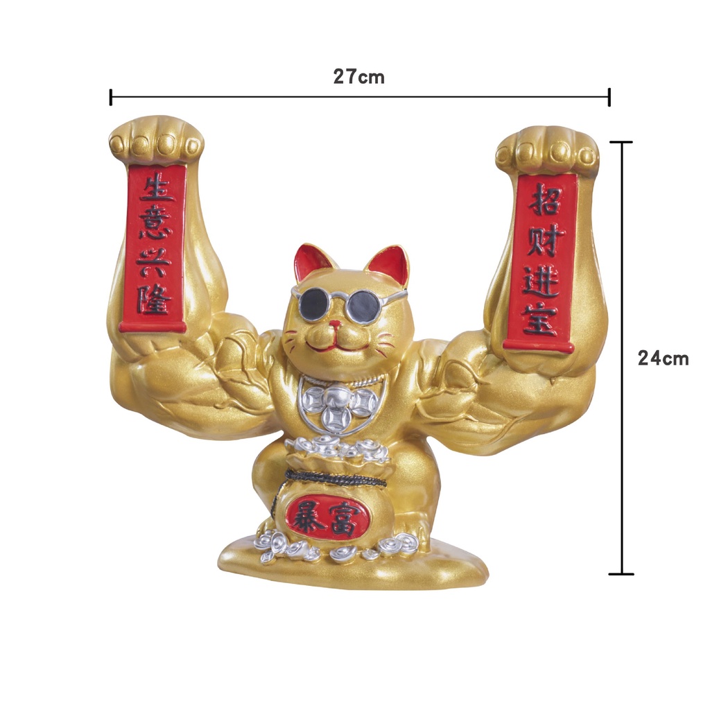 miss.jojo Patung kucing hoki berotot/Lucky cat  unicorn arm /Patung kucing hoki/17cm/25cm/30cm
