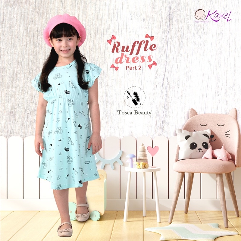 Kazel x Zebe 0 - 12 Tahun Ruffle Dress Motif Dress Anak Perempuan CBKS