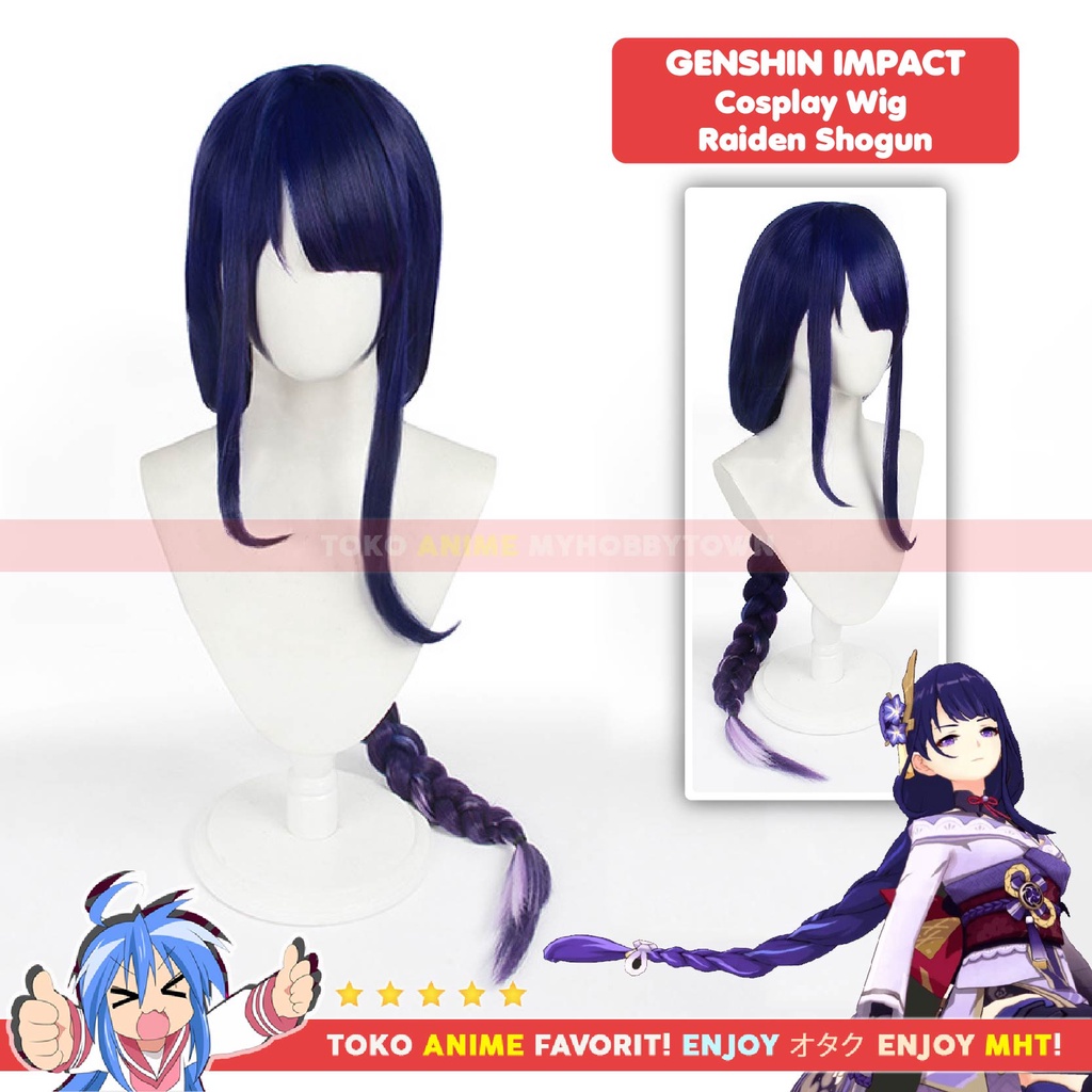 Wig Cosplay Anime Game Genshin Impact : Baal Raiden Shogun - Rambut Palsu