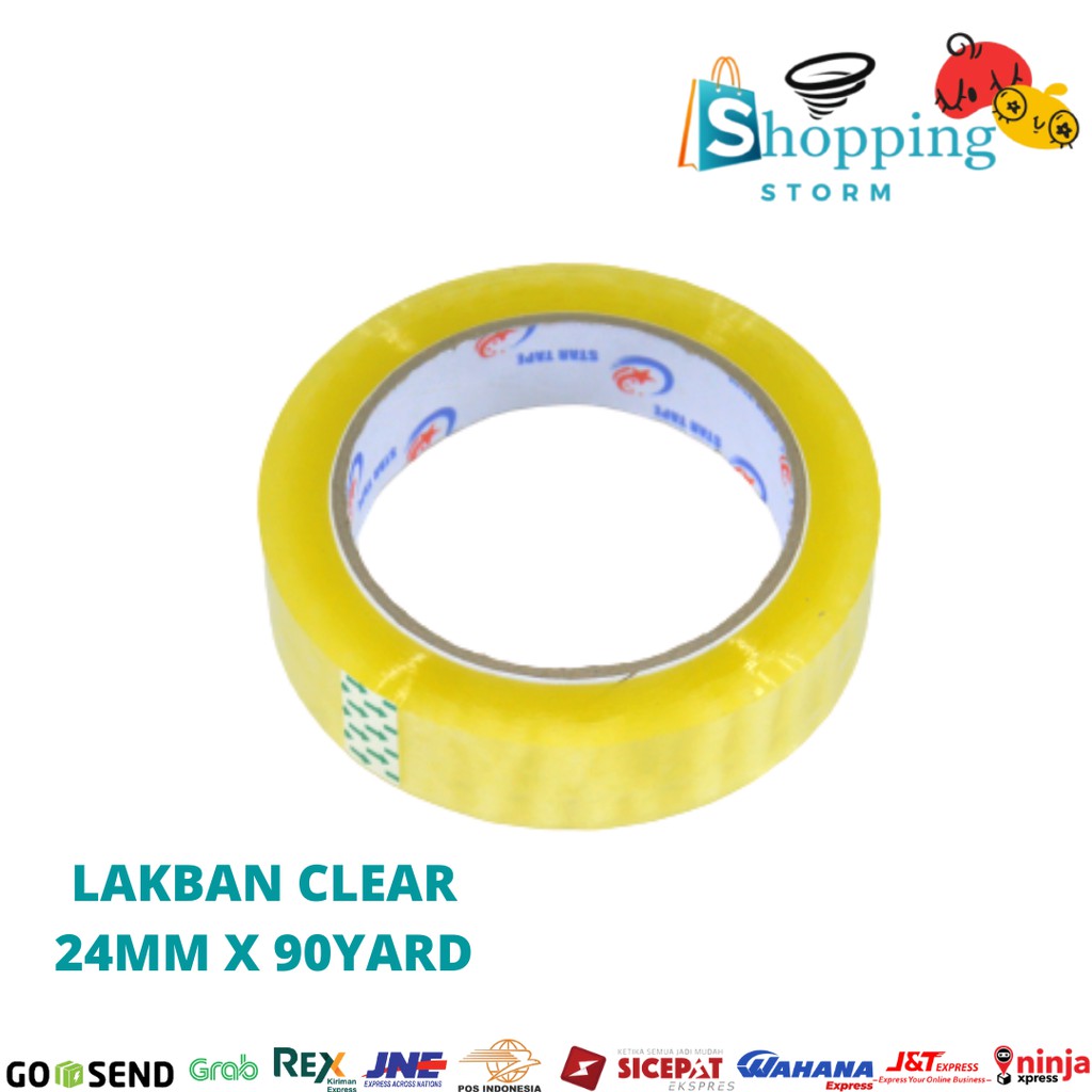 

Lakban Bening Star Tape Isolasi bening Selotip Sedang 24mm x 90 yard