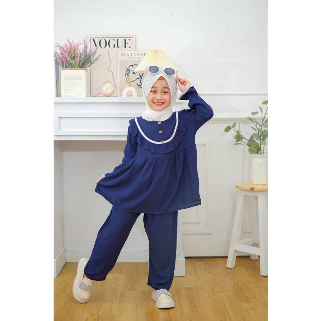 Set Kalisa Setelan Rayon Crinkle Anak Neeca Kiddos Size 2 4 6 8 10 Tahun