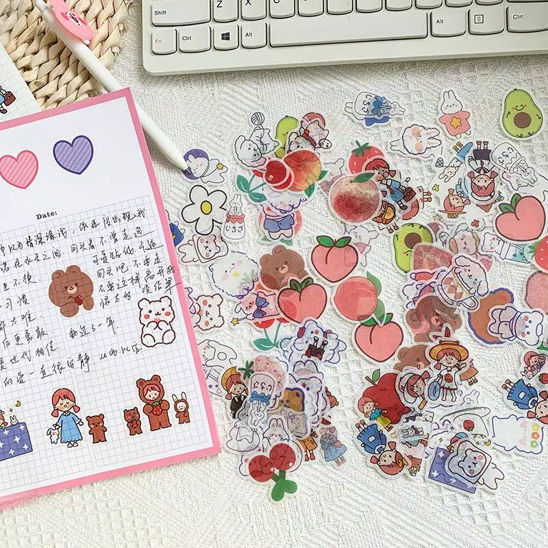 

Stiker Cute Girl Cute Animal Deco sticker DIY Scrapbook